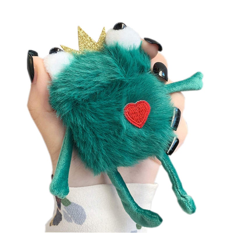 SGVAHY Furry Case for AirPods 1&2 Funny Cute 3D Cartoon Plush Design Frog Soft Warm Fluffy Cover with Keychain Kawaii Anti-Fall Protective Case Women Girls - Image 1